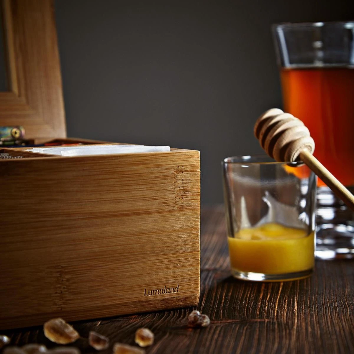 Lumaland Cuisine - Theedoos Van Bamboe - Theebox Met 8 Vakken - Duurzam Decoratief Materiaal - Ca. 28 X 16 X 9 Cm - Image 4