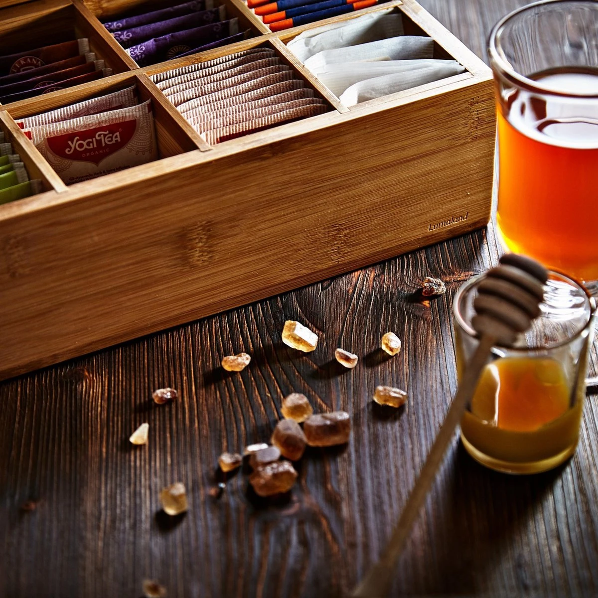 Lumaland Cuisine - Theedoos Van Bamboe - Theebox Met 8 Vakken - Duurzam Decoratief Materiaal - Ca. 28 X 16 X 9 Cm - Image 5