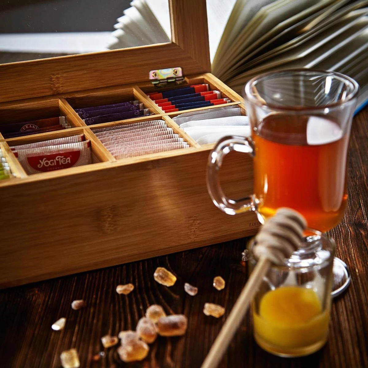 Lumaland Cuisine - Theedoos Van Bamboe - Theebox Met 8 Vakken - Duurzam Decoratief Materiaal - Ca. 28 X 16 X 9 Cm - Image 6