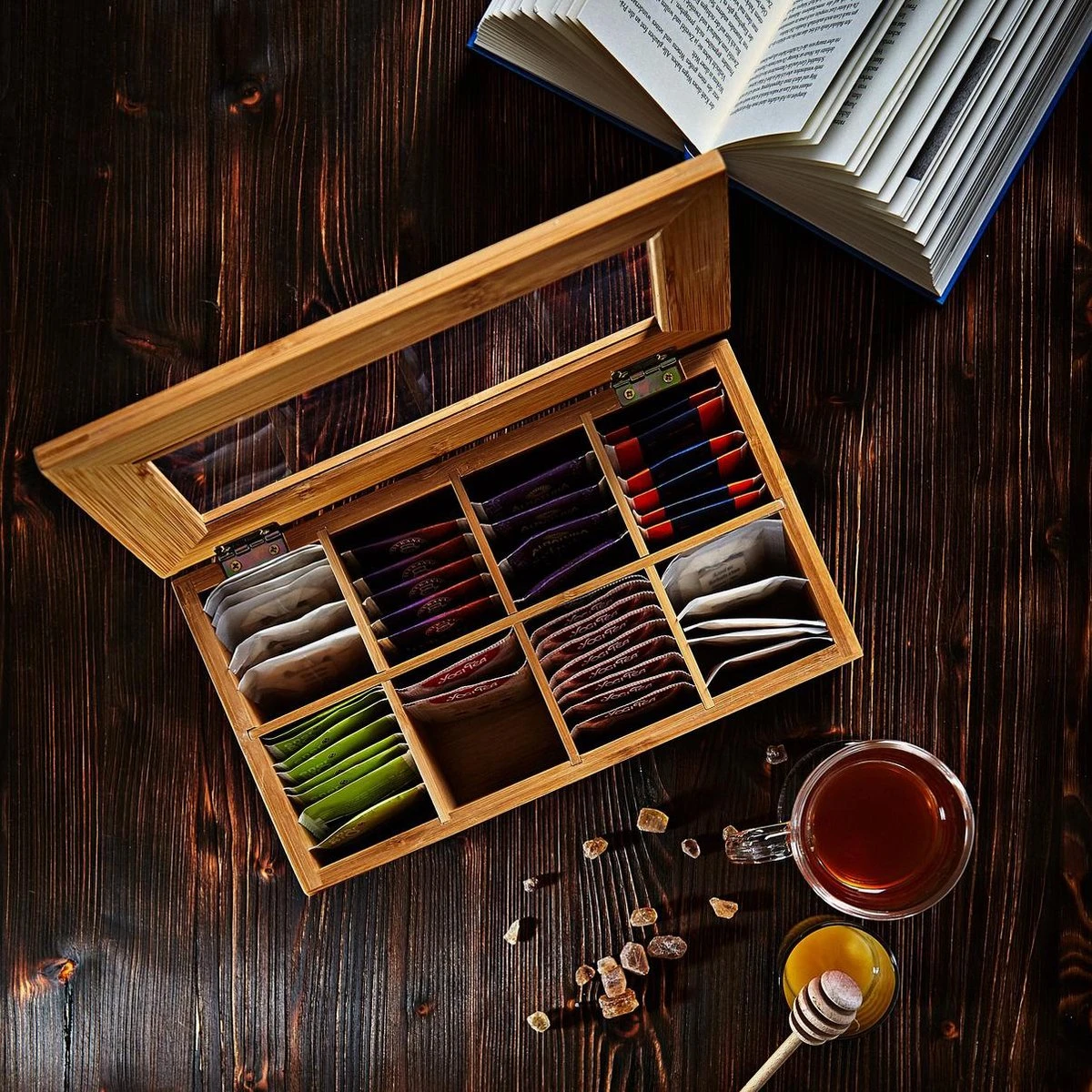 Lumaland Cuisine - Theedoos Van Bamboe - Theebox Met 8 Vakken - Duurzam Decoratief Materiaal - Ca. 28 X 16 X 9 Cm - Image 9