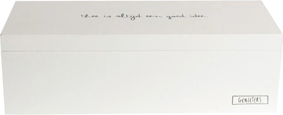 Merkloos Witte Houten Theedoos 9-vaks 23 Cm - Theedozen/theekisten Van Hout 23 Cm - Image 3