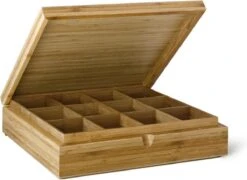 Bredemeijer - Theedoos 12-vaks Gesloten Bamboe Naturel