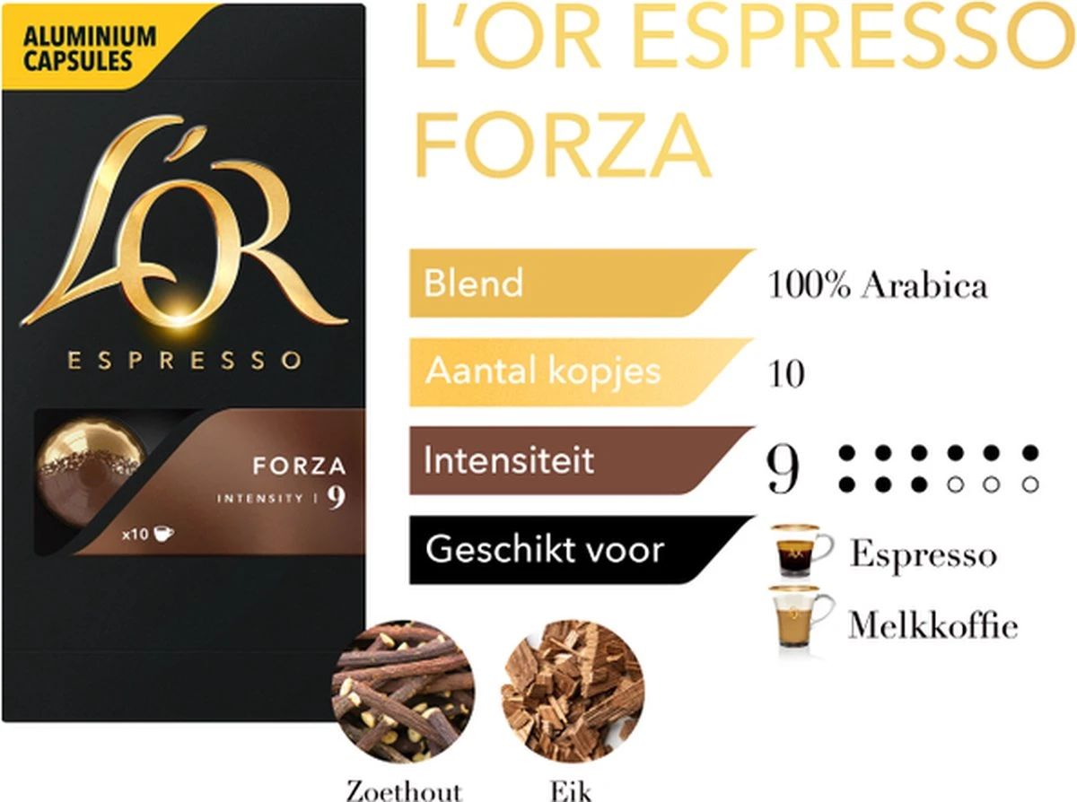 L'OR Espresso Forza Koffiecups - Intensiteit 9/12 - 10 X 10 Capsules - Image 5