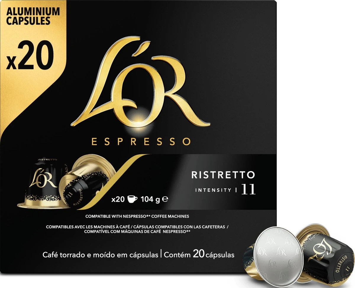 L'OR Espresso Ristretto Koffiecups - Intensiteit 11/12 - 10 X 20 Capsules - Image 4
