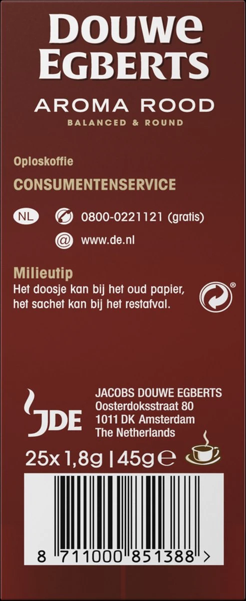 Douwe Egberts Aroma Rood Sticks Oploskoffie - 6 X 25 Zakjes - Image 5
