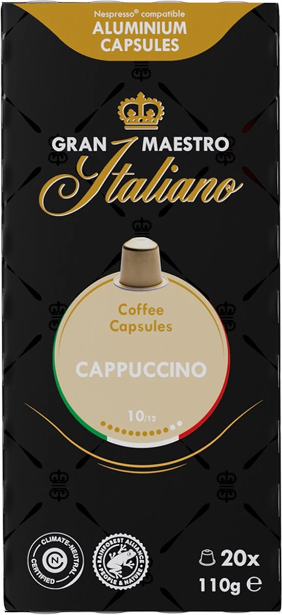 Gran Maestro Italiano - Cappuccino - Koffiecups - Nespresso Compatibel Capsules - Intense Smaak - 6 X 20 Cups - Image 4