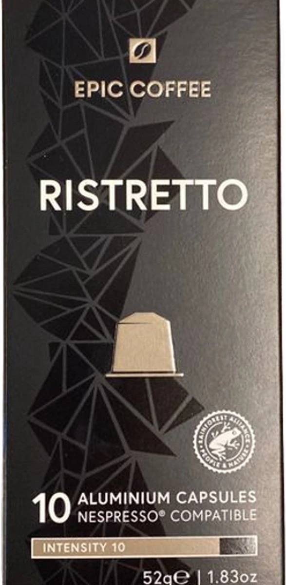 100 Capsules Epic Coffee - Ristretto - Nespresso® Compatible Aluminium Capsules - RFA Keurmerk - Doos 100 Stuks - Afbeelding 2