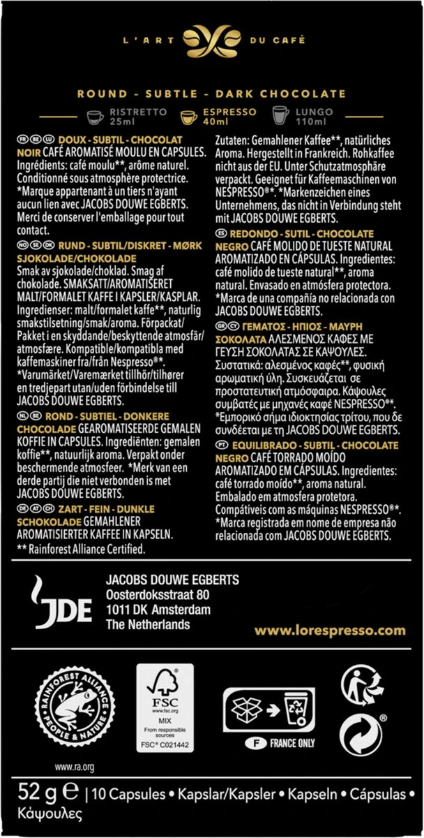 L'OR Espresso Chocolat Koffiecups - 10 X 10 Capsules - Image 2