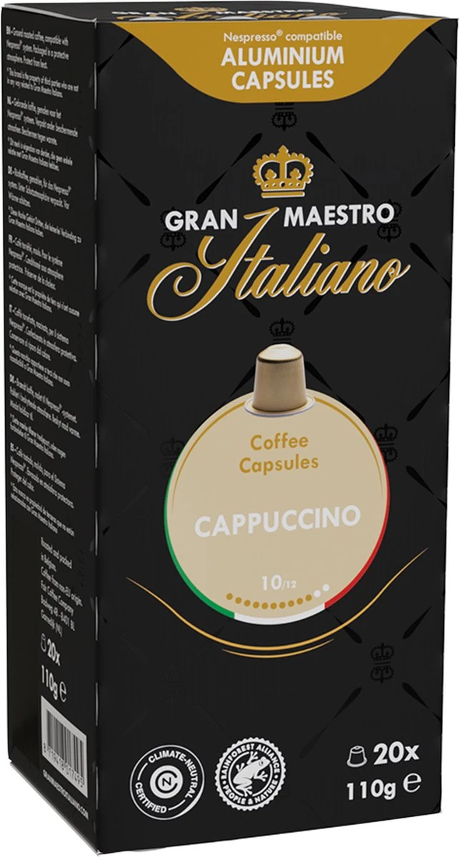 Gran Maestro Italiano - Cappuccino - Koffiecups - Nespresso Compatibel Capsules - Intense Smaak - 6 X 20 Cups - Image 2