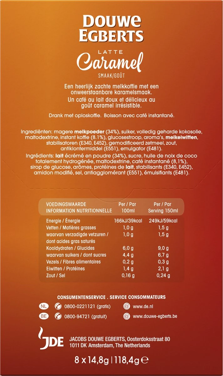 Douwe Egberts Verwenkoffie Latte Caramel Oploskoffie - 5 X 8 Zakjes - Image 3