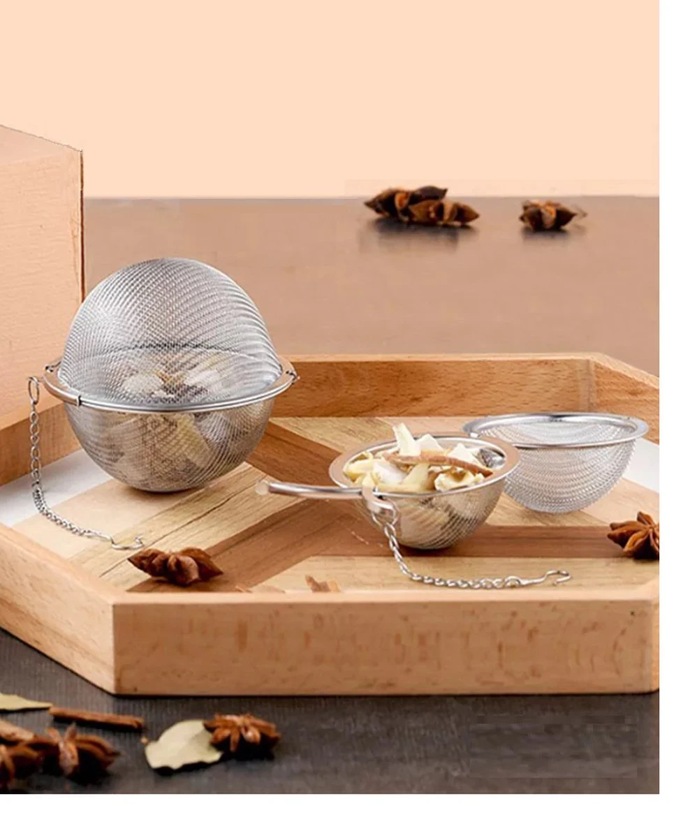 Merkloos Thee Zeef Set 3 Stuks Ø 9 / Ø 7 / Ø 5 - Thee/kruiden Kogel RVS -Thee Ei RVS - Kruiden Zeef/filter RVS - Image 6