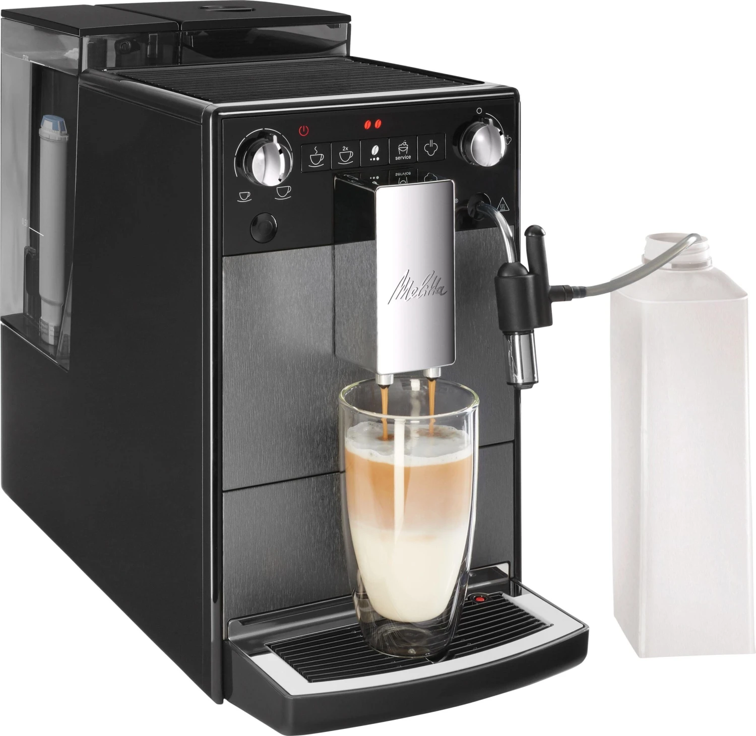 Melitta Volautomatisch Koffiezetapparaat Avanza® F270-100 Mystic Titan, Compact, Maar XL Waterreservoir & XL Bonenreservoir, Met Melkschuim-systeem